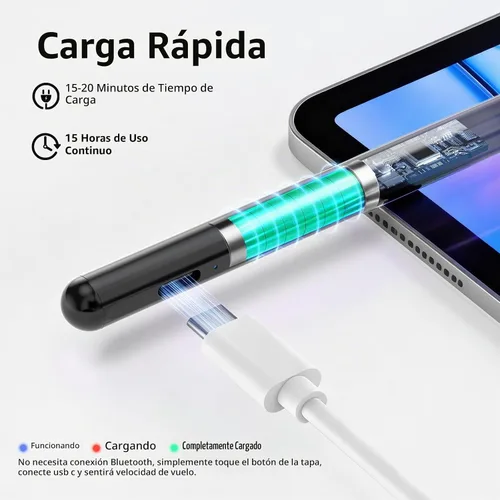 Vista 3 de Lápiz óptico para iPad 6-11ª generación 2X carga rápida, rechazo de palma Negro