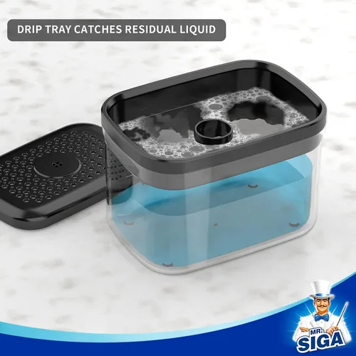 Vista 5 de MR.SIGA Dispensador de Jabón para Platos de Cocina, Portacepillas Premium 2 en 1, Dispensador de Bomba de Jabón para Lavado de Platos para Encimera
