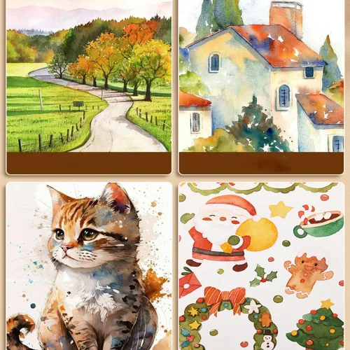 Vista 6 de RGBMIX Cuaderno de acuarela de 8 x 11 pulgadas, 140 libras/300 gsm, 24 hojas, diseño en espiral, páginas sin deshilachar, papel de prensa en frío