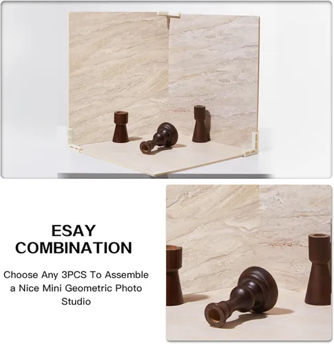 Vista 4 de 5 tableros de fondo de fotos de doble cara para colocación plana en estudio fotográfico, fondo de mesa impermeable de 16x16 pulgadas, accesorios