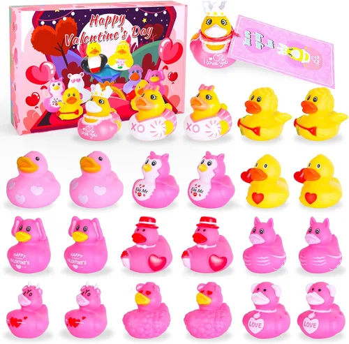 Vista 9 de 24 mini patos de goma a granel, perfectos para esconder cruceros, decoraciones de fiesta de cumpleaños y bonitos juguetes de baño para niños