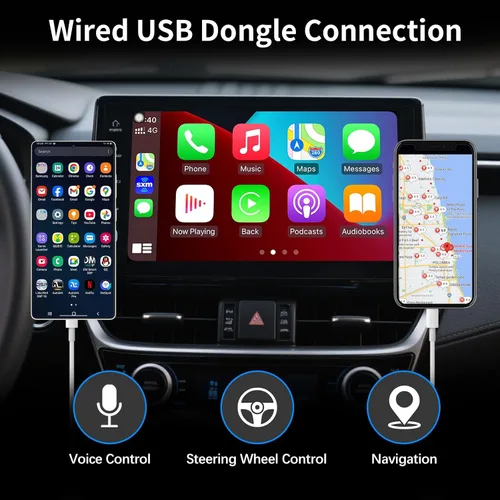 Vista 6 de Adaptador CarPlay con cable USB para radio de coche con conexión Android 4.2 o superior para duplicación CarPlay con cable compatible con sistema