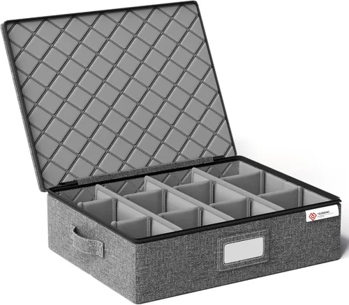 Vista 12 de YearningHome Caja de almacenamiento de cubiertos, organizador de cubiertos de carcasa dura con tapa y cremallera, almacenamiento de utensilios