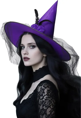 Vista 21 de Zando Sombreros de bruja de encaje para mujer, accesorios de disfraz de Halloween, accesorios de disfraz de bruja plegables para colgar