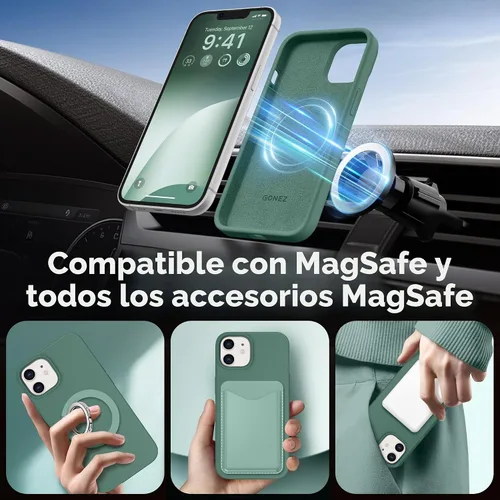 Vista 3 de GONEZ Funda magnética para iPhone 12 / 12 Pro, compatible con MagSafe, [protector de pantalla + protector de lente de cámara], funda protectora