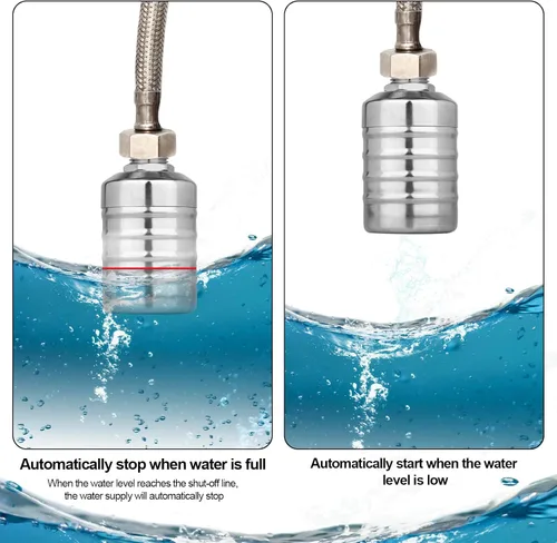 Vista 3 de Kit de válvula de flotador de agua, 1/2 a 3/4 pulgadas de acero inoxidable de alta calidad, apagado automático, sistema de control de nivel
