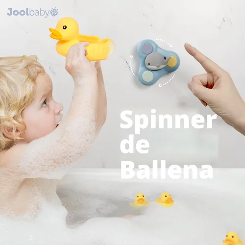 Vista 6 de Jool Baby Juego de regalo de 15 piezas de juguetes de bañera – Chorros de baño, patos de goma, juguete giratorio de ballena – Organizador