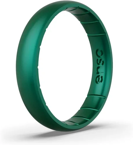 Vista 15 de Anillo de silicona fino con piedra de nacimiento de Enso – Unisex, para boda y compromiso – Banda transpirable cómoda – 4.3mm (0.17 pulgadas)