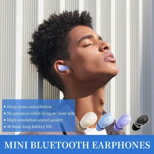 Vista 8 de Audífonos pequeños invisibles para dormir, auriculares inalámbricos Bluetooth más pequeños, micro ocultos, discretos, cómodos y pequeños auriculares