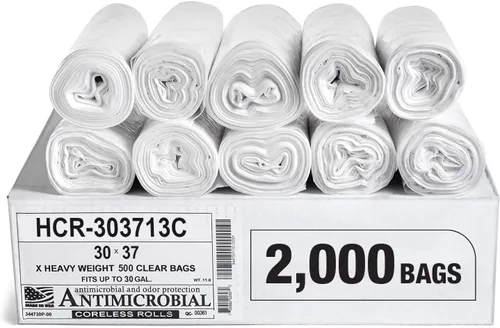 Vista 66 de Aluf Plastics Bolsas de basura de alta densidad, 10 galones, 4000 unidades, 6 micras (eq), 24 x 24 pulgadas, negras, para baño, oficina, industrial