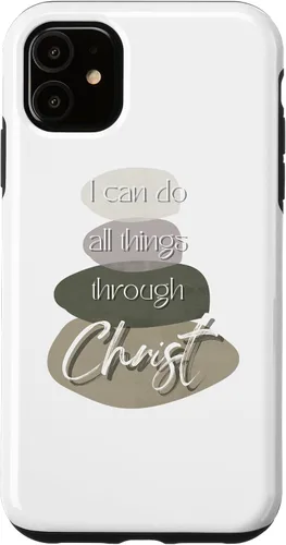 Vista 5 de Funda para iPhone 15 Christian I Can Do All Things Through Christ with Cairn