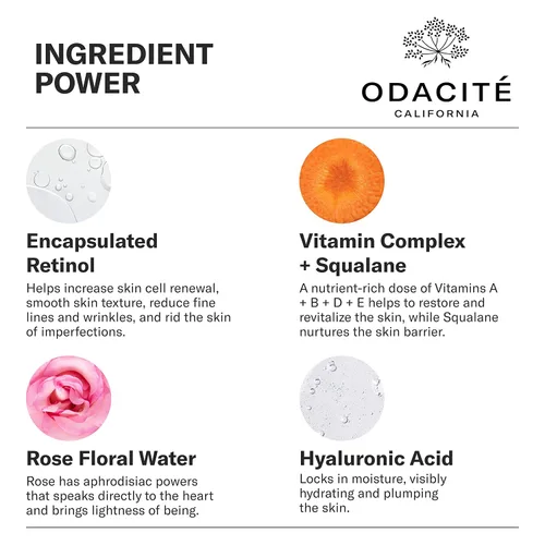 Vista 3 de Odacité - Suero facial renovador de retinol y ácido hialurónico – Suero facial antienvejecimiento de lujo para líneas finas, arrugas e