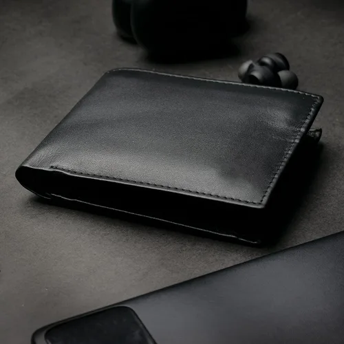Vista 3 de Divergent By Felix - Cartera delgada de piel RFID con 6 bolsillos, color negro, Negro