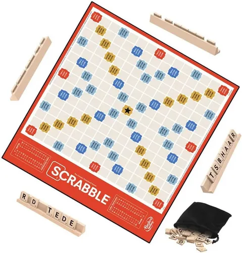 Vista 3 de Hasbro Gaming Juego de mesa Scrabble, juegos clásicos de palabras para niños de 8 años en adelante, divertido juego familiar para 2 a 4 jugadores