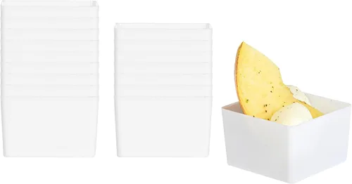 Vista 4 de Restaurantware Mini tazas de postre de 2 onzas, 100 tiradores cuadrados para postres, desechables Quadrato de plástico negro, tazas de parfait