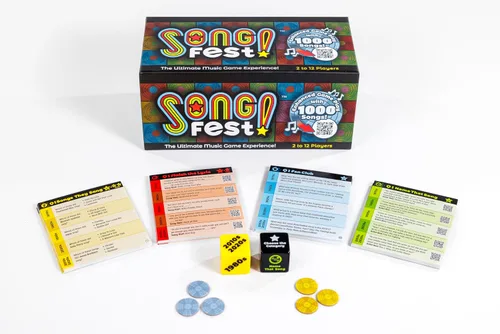 Vista 2 de ¡SongFest! El nuevo juego de trivia musical 1000 preguntas, 4 categorías y 5+ décadas Pistas de canciones por QR, ¡reproduce la música que