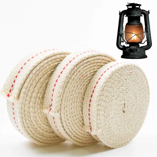 Vista 8 de Mecha de lámpara de aceite 100% algodón de 19.8 pies con puntada roja, mechas de repuesto de 1/2 pulgada para estufas de camping, luces de huracán