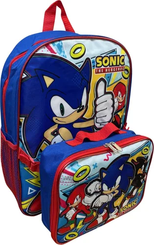 Vista 2 de Ruz Sonic The Hedgehog - Mochila de 16 pulgadas con lonchera desmontable a juego (Sonic II)