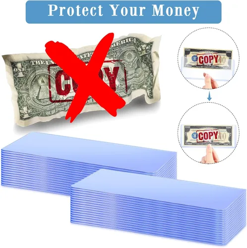 Vista 7 de Sepamoon 60 fundas para billetes de dólar, 6.9 x 2.95 pulgadas, fundas de plástico duro transparente para monedas, impermeables, soporte
