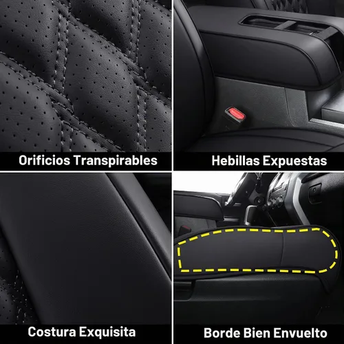 Vista 5 de Huidasource Tundra - Fundas de asiento de automóvil impermeables para la parte delantera y trasera, de cuero, protector de cojín de asiento Juego