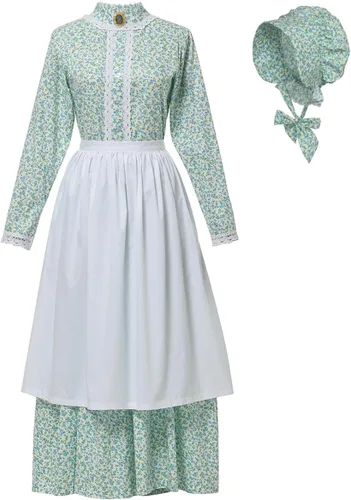 Vista 9 de GRACEART Disfraz de Pioneer Mujer Vestido de Pradera Colonial para Mujer 100% Algodón