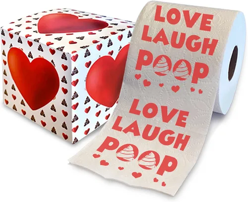 Vista 8 de Printed TP 'Coz We're POO-fect Together - Papel higiénico impreso, divertido rollo de papel higiénico para San Valentín, decoración de baño, regalo