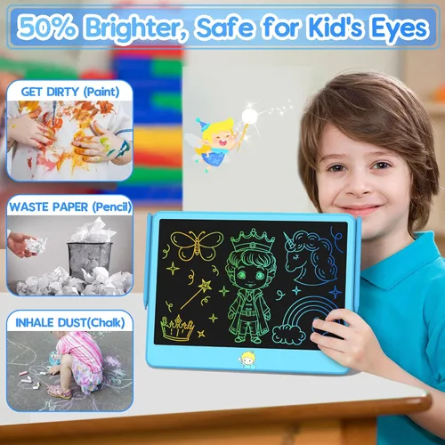 Vista 2 de Hockvill Tableta de escritura LCD de 12 pulgadas, juguetes para niños y niñas, almohadilla de dibujo para niños de 3, 4, 5, 6, 7 años, tablero