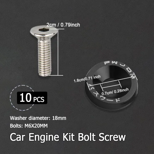 Vista 2 de 20 piezas - Arandelas para defensa y parachoques, kit de arandelas de aluminio para vestir el compartimento del motor, kit de sujetadores M6