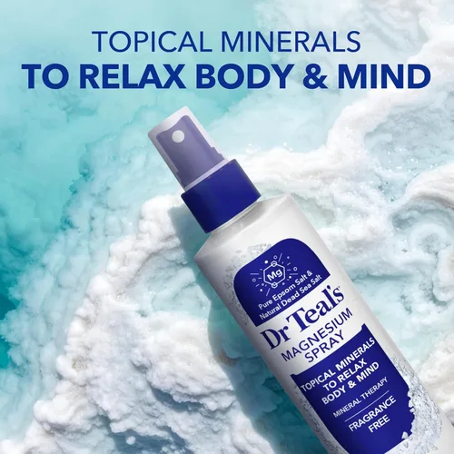 Vista 3 de Dr Teal's Spray tópico de magnesio con sal natural del mar muerto, sin fragancia, 8 onzas líquidas (paquete de 2)
