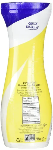 Vista 4 de Domino White Sugar Pure Cane Sugar Superfine de disolución rápida, 12 onzas con tapa abatible (paquete de 1)