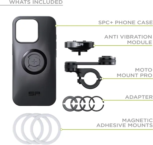 Vista 2 de SP CONNECT Moto Bundle II con módulo antivibraciones SPC+ Compatible con iPhone 11 Pro/XS/X Soporte de teléfono para motocicleta Soporte