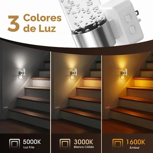 Vista 4 de L LOHAS LED Luces nocturnas que se enchufan a la pared, luz nocturna regulable con sensor de atardecer a amanecer, luz blanca suave/blanco