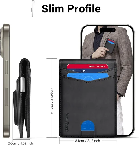 Vista 5 de SwanScout Cartera para Galaxy SmartTag, Negro -, Carteras con soporte para rastreador