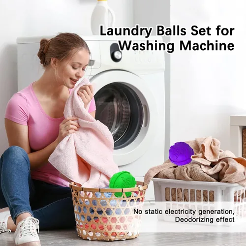 Vista 2 de Juego de 2 bolas de lavandería ecológicas para lavadora, alternativa de detergente natural para limpieza del hogar, suaves para ropa y telas