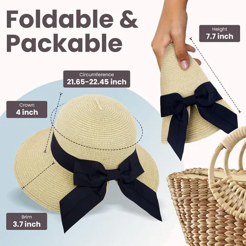 Vista 2 de Verabella - Sombreros de sol para mujer ligeros, plegables y fáciles de empacar para playa, FPU 50+