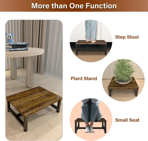 Vista 5 de Taburete de Paso de Madera para Niños Pequeños, Niños y Adultos, Taburetes de Paso Resistentes con Capacidad de Carga de 300 Libras, Taburete