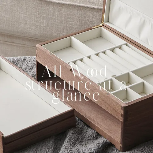Vista 5 de Beexchange Joyero de madera de nogal negro, hecho a mano, caja de joyería clásica. Joyeros y organizadores para mujeres, hombres y niñas (doble capa)