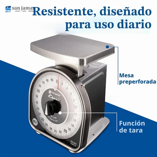 Vista 5 de San Jamar Escali - Báscula analógica para alimentos, SCMDL50, báscula mecánica de alimentos para cocinas y restaurantes, esfera de fácil lectura