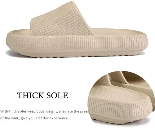 Vista 2 de Rosyclo - Pantuflas de nube para mujeres y hombres, suela gruesa y antideslizante, para baño, muy suaves y cómodas, para uso en interiores