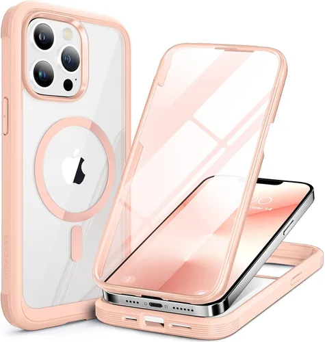 Vista 158 de Miracase - Funda magnética para iPhone 13 Pro Max de 6.7 pulgadas (compatible con MagSafe), transparente, completo, protector de pantalla de vidrio