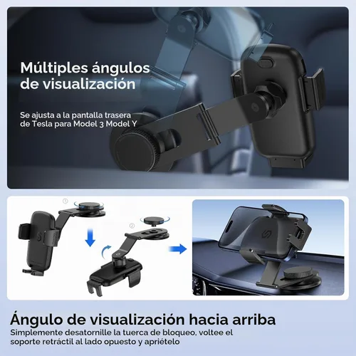 Vista 3 de SYNCWIRE Soporte de teléfono para coche para tablero universal [súper estable] Soporte de teléfono para coche con brazo plegable de aleación