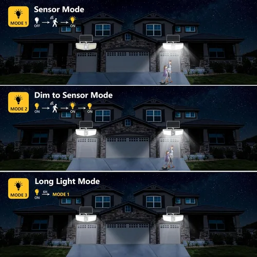 Vista 4 de Reflectores solares para exteriores con sensor de movimiento de 6500 K con control remoto, 180 LED impermeables, luz solar de seguridad al aire