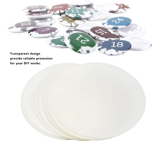 Vista 4 de Película para botón de insignia, película transparente para botones, diseño transparente, 200 hojas para protección (2.283 in)