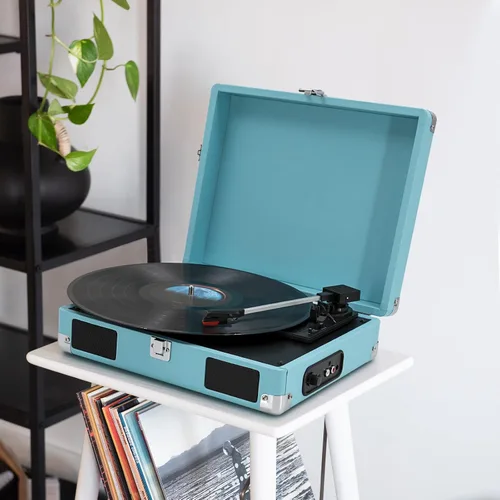 Vista 5 de LP&No.1 Reproductor de discos de vinilo Maleta Reproductor de vinilo, azul