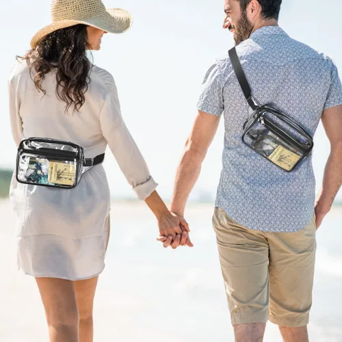 Vista 7 de Clear Fanny Pack Stadium Approved, Waterproof Fanny Pack for Women Men, Fashion Mini Belt Bag Transparent Waist Bag with Adjustable Strap for