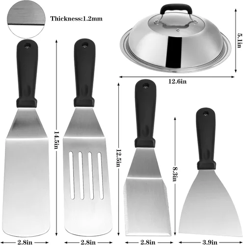 Vista 3 de Accesorios para plancha compatibles con Blackstone y Camp Chef, herramienta raspadora de plancha plana con cúpula de fusión para cocinar al aire