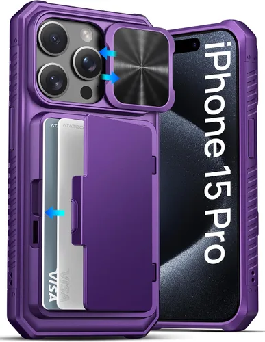 Vista 44 de ATATOO Funda Cartera para iPhone Air, Portador de Tarjetas Integrado (3-5 Tarjetas) [Bloqueo RFID] y Cubierta Deslizante para Cámara, Protección