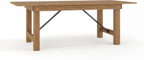 Vista 11 de Flash Furniture HERCULES Mesa de Granja Plegable Rectangular de Pino Macizo Rústico Antiguo de 7' x 40", Color Natural Claro