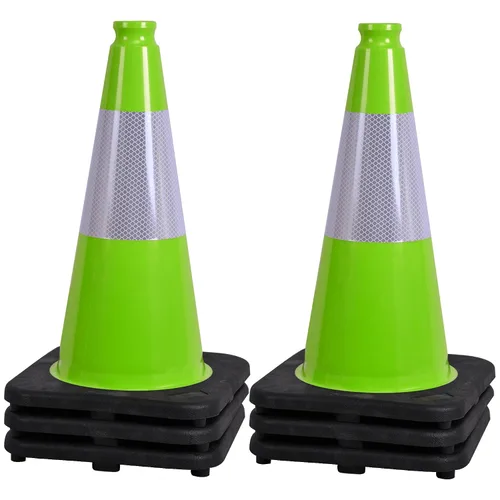 Vista 30 de OrangeStar 6 Pack 36" Conos de seguridad de tráfico, conos de estacionamiento verdes con collar reflectante, conos de construcción con base