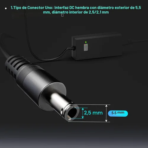 Vista 4 de EVAPLUS Certificado SGS Cargador de 42 V, 2 A, Adaptador de corriente con puerto CC hembra de 5,5 mm-2,5 mm/2,1 mm, Compatible con GOTRAX GXL V2